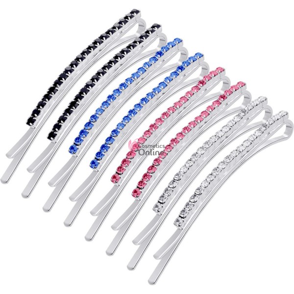 Agrafe metalice pentru par cu strasuri MH002, set 12 bucati Color